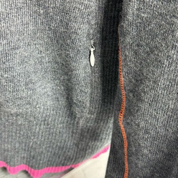 Athleta gray merino wool 1/4 zip sweater with pink and orange trim size 1X - Picture 13 of 13